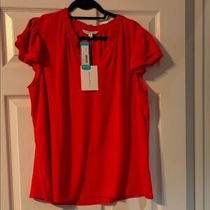 41 Hawthorn Scarlet Flutter Sleeve Blouse NWT.